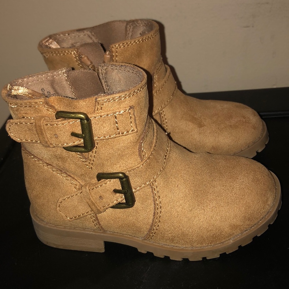 Tan toddler girl booties
